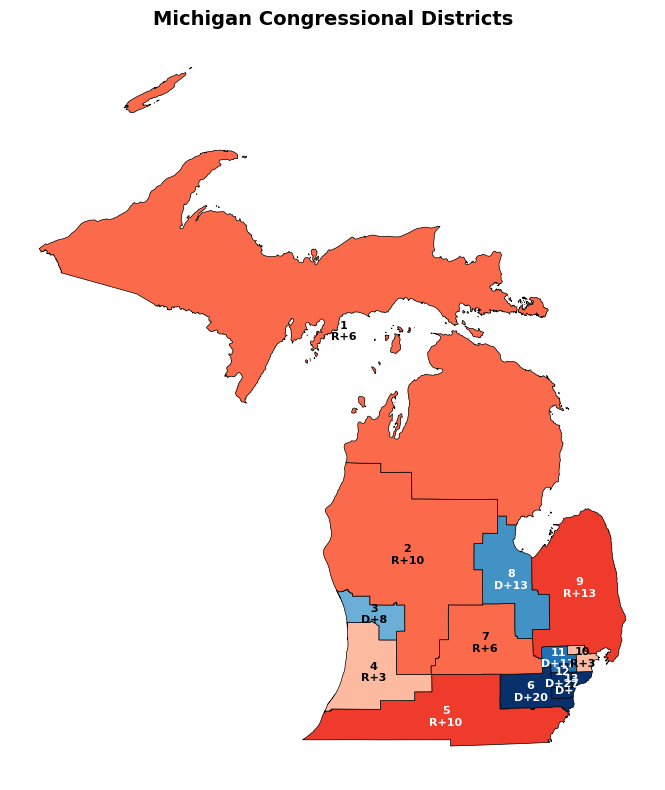 Michigan congressional district forecast map